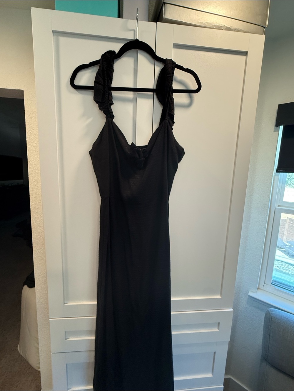 Billabong Black Ruched-Strap Maxi Dress
